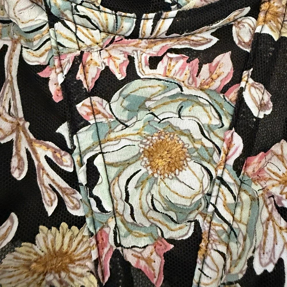 Victoria's Secret Dream Angels Black Floral Embroidery Corset Bustier Top SizeXS